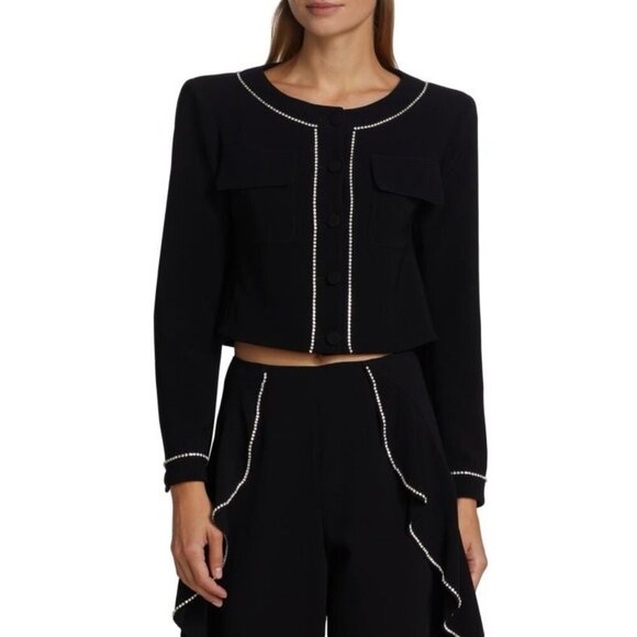 CINQ À SEPT Rina Crystal Rhinstone Cropped Jacket - Picture 1 of 8